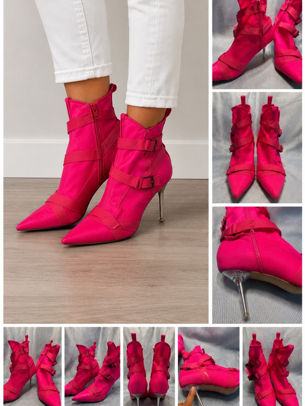 Liliana hot pink, high heel ankle boots women’s size 10 statement boots